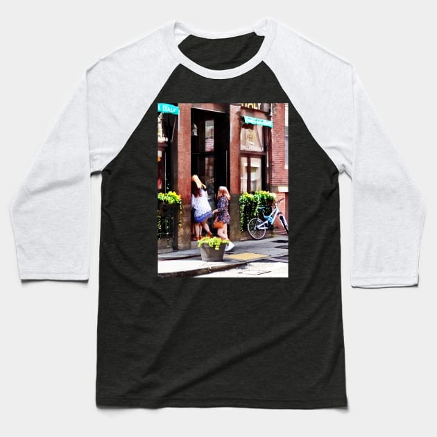 Boston MA - Cafe in Little Italy Baseball T-Shirt by SusanSavad